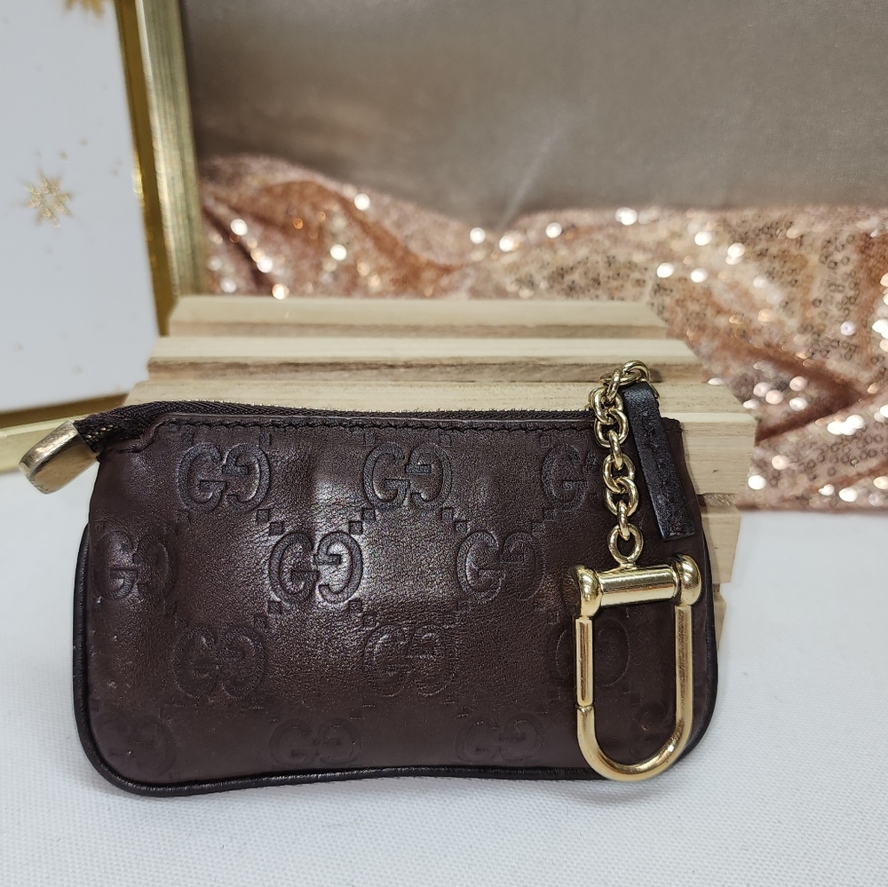 Authentic Gucci Guccissima Brown Leather Keychain Pouch With Retail Bag - Picture 3 of 17